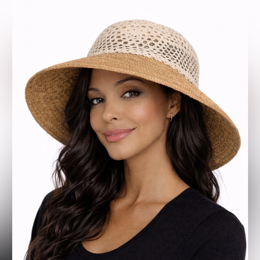 Vintage straw crochet hat